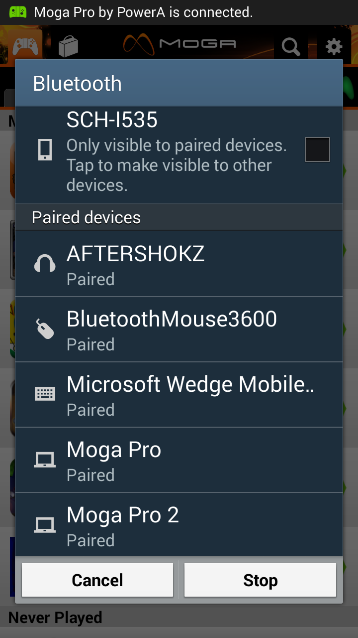MOGA Bluetooth Pairing